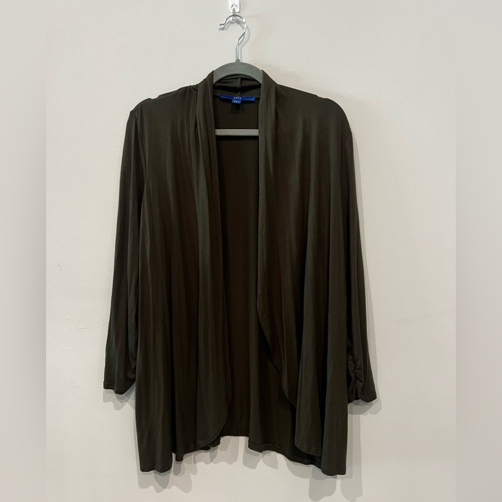 Apt. 9 Dark Green Open-Front Cardigan